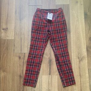Zara Red and Navy Plaid Trousers